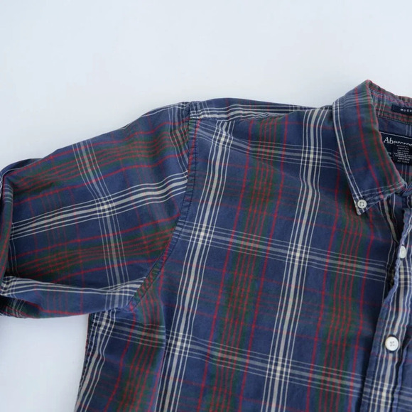 Vintage 90S Abercrombie And Finch Navy And Green Muscle Button Down  Dress Shirt - Picture 7 of 9